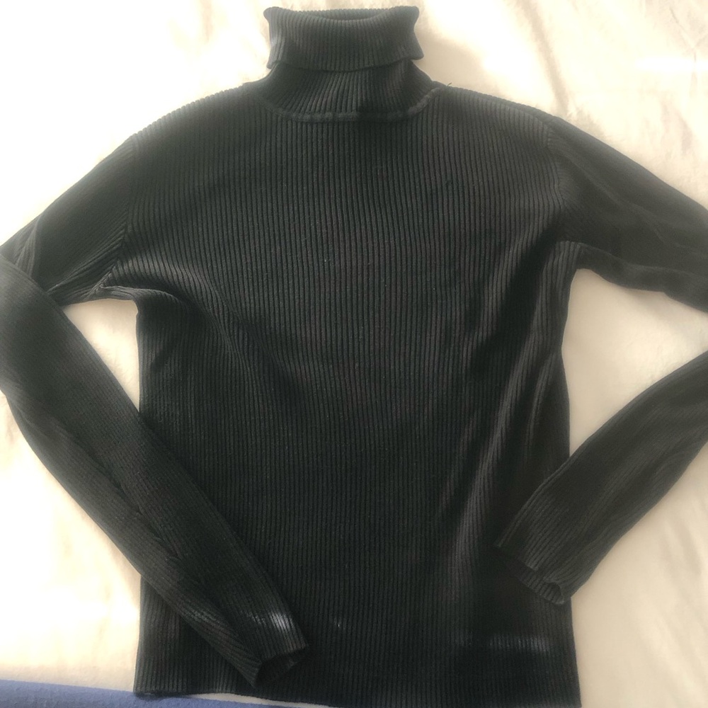 LOFT Black Ribbed Turtleneck Sweater